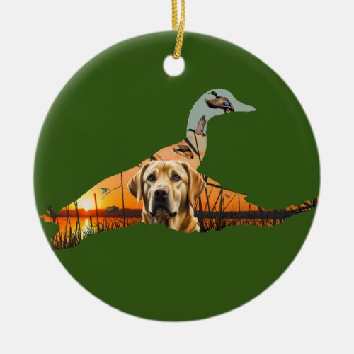 Customizable Yellow Labrador Ornament Duck Ceramic Ornament