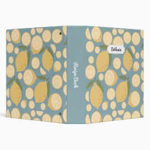 Customizable Yellow Lemon Seamless Pattern 3 Ring Binder