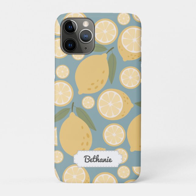 Customizable Yellow Lemon Seamless Pattern Case-Mate iPhone Case (Back)