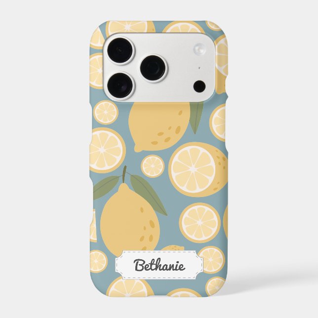 Customizable Yellow Lemon Seamless Pattern Iphone Case (Back)