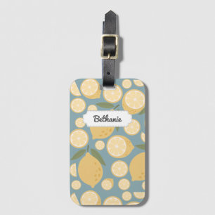 Customizable Yellow Lemon Seamless Pattern Luggage Tag