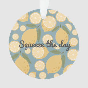 Customizable Yellow Lemon Seamless Pattern Ornament