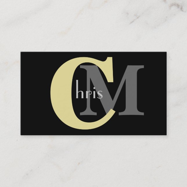 Customizable Yellow Monogram Business Cards (Front)