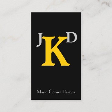Customizable Yellow Monogram Business Cards