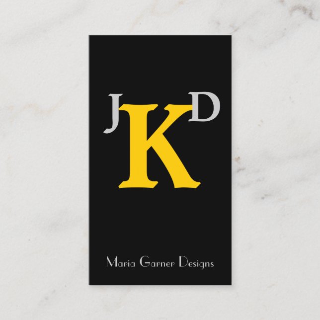 Customizable Yellow Monogram Business Cards (Front)