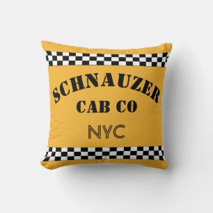 Customizable Yellow NYC Checker Taxi Cab Throw Pillow
