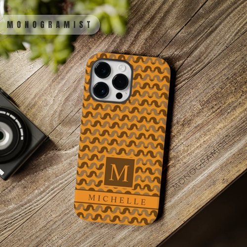 Customizable Yellow Orange Brown Grey Geometric  Case_Mate iPhone 14 Pro Max Case