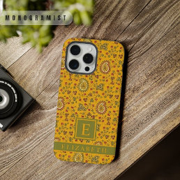 Customizable Yellow Orange Green Paisley Pattern iPhone 15 Pro Max Case