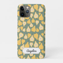 Customizable Yellow Pear Seamless Pattern