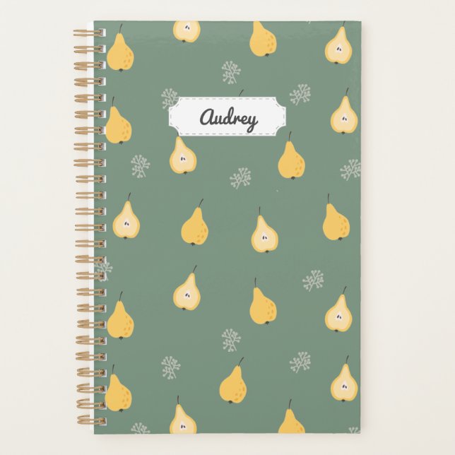 Customizable Yellow Pear Seamless Pattern Planner (Front)