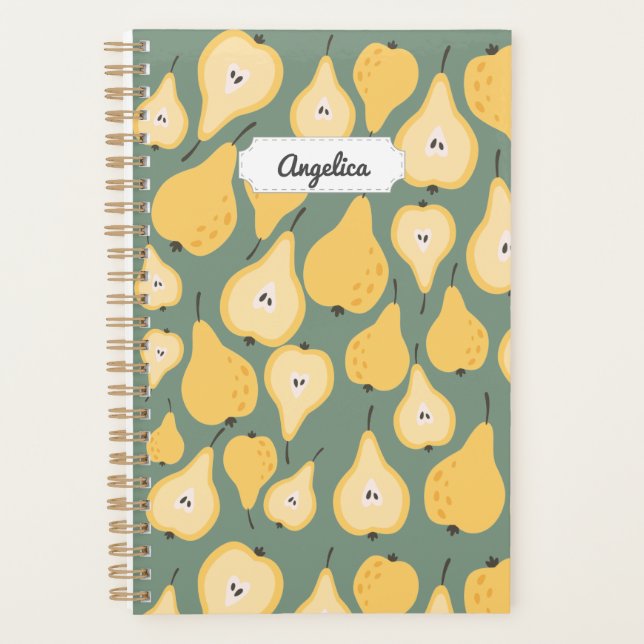 Customizable Yellow Pear Seamless Pattern Planner (Front)