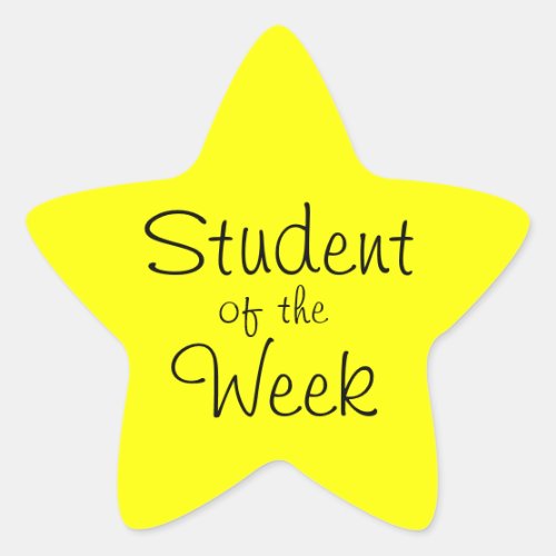 Customizable Yellow Star Student Of The Week Star Sticker