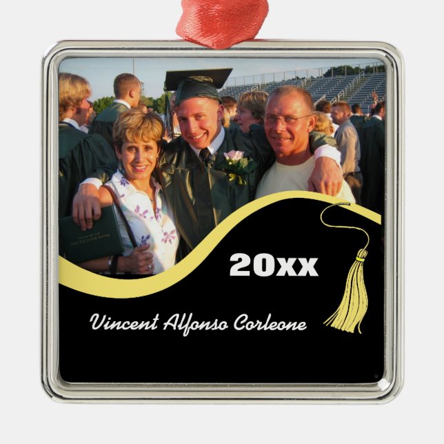 Customizable Yellow Tassel Graduation Ornament (Front)