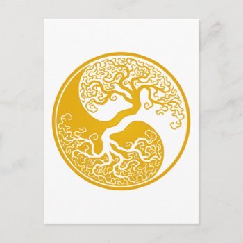 Customizable Yellow Tree Of Life Yin Yang Postcard by UniqueYinYangs at Zazzle