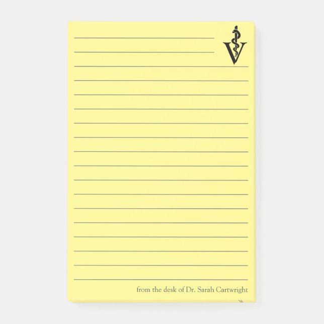Customizable Yellow Veterinarian Office Veterinary Post-it Notes (Front)