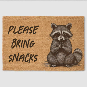 Customizable Yoga Raccoon Linocut Coir Mat
