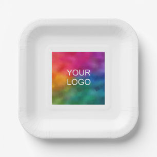 Customizable Your Company Logo Here Square Paper Plates