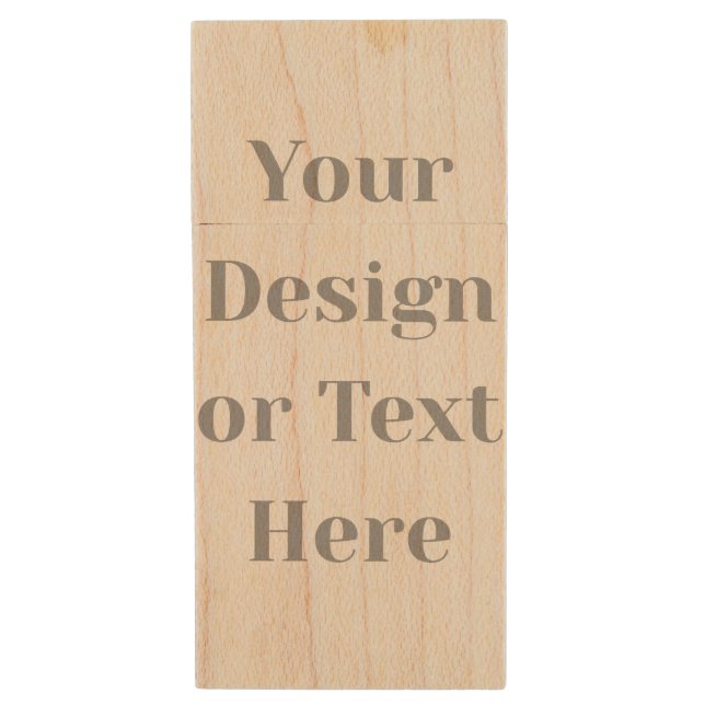 Customizable Your Design or Text Here Personalized Wood Flash Drive (Front Vertical)