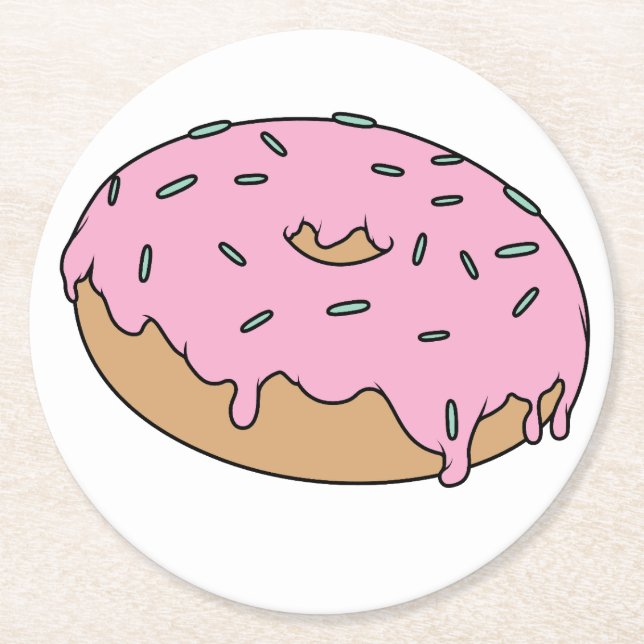 Customizable Your Favorite Doughnut With Sprinkles Round Paper Coaster (Front)