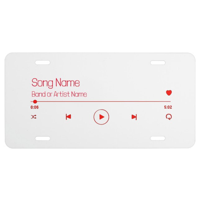 Customizable Your Favorite Music License Plate (Front)