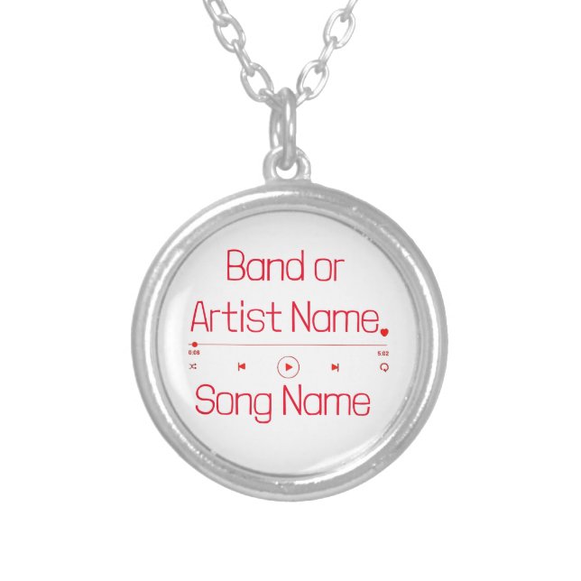 Customizable Your Favorite Music Silver Plated Necklace (Front)