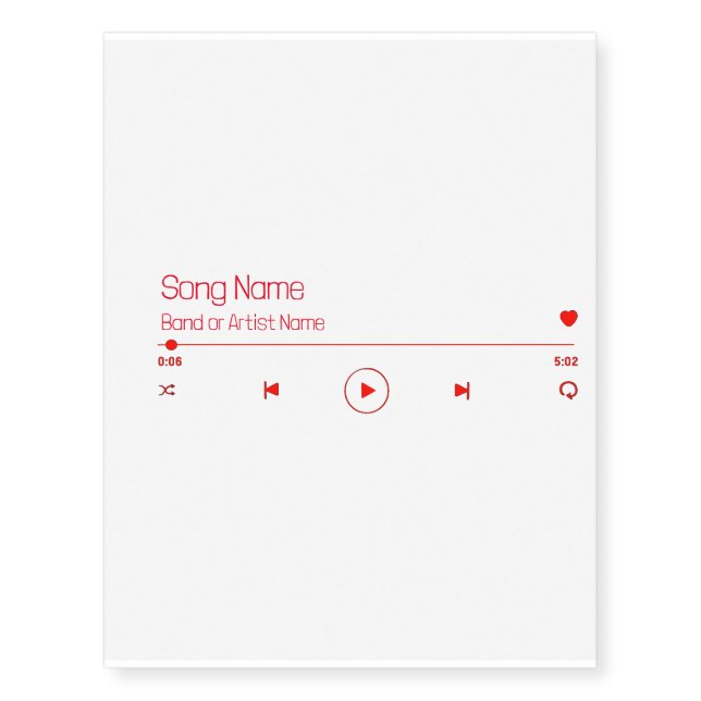 Customizable Your Favorite Music Temporary Tattoos (Front)