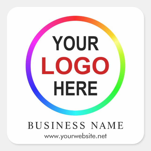 Customizable "your logo here" promotional square sticker (Front)