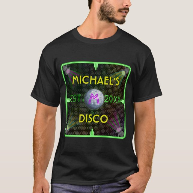 Customizable Your Name 1970's Disco Ball T-Shirt (Front)