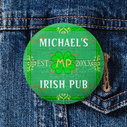 Customizable Your Name Irish Pub Green Button