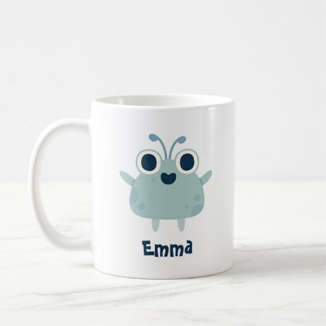 Customizable Your Name with Cute Monster Art Coffee Mug (Left)
