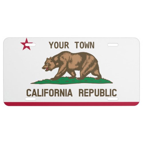 Customizable Your Town California Flag License Plate