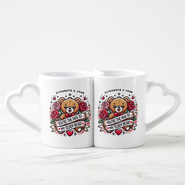 Customizable "You're my hug to my teddy bear." Coffee Mug Set (Front Nesting)