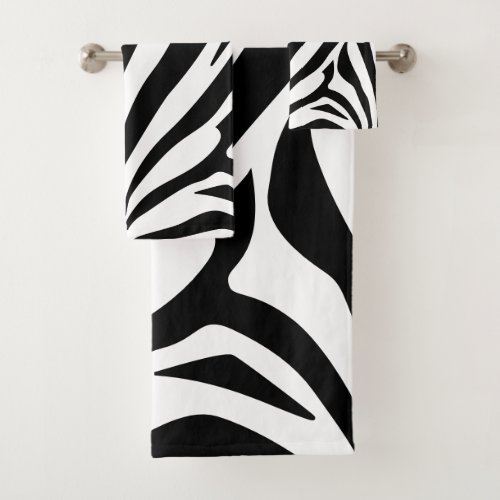 Customizable zebra print bath towel set