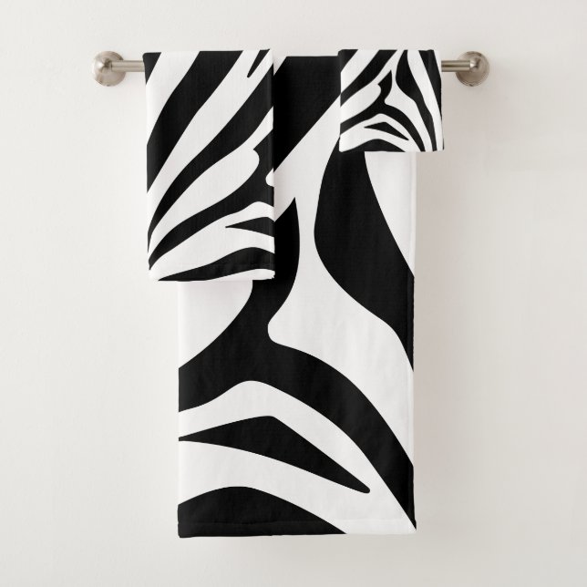 Customizable zebra print bath towel set (Insitu)