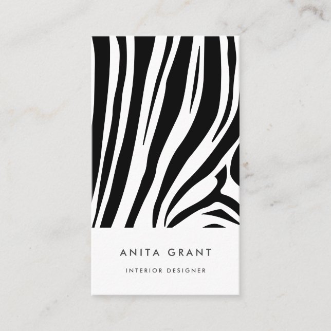Customizable zebra print business card (Front)