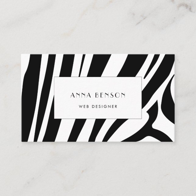 Customizable zebra print business card (Front)