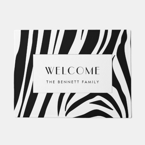 Customizable zebra print doormat