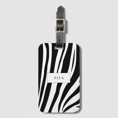 Customizable zebra print luggage tag