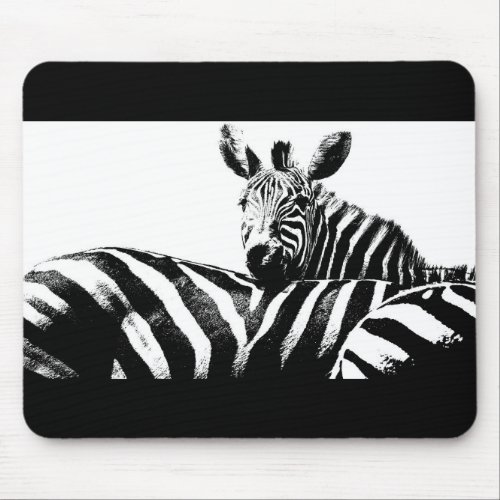 Customizable Zebras Black White Pop Art Template Mouse Pad