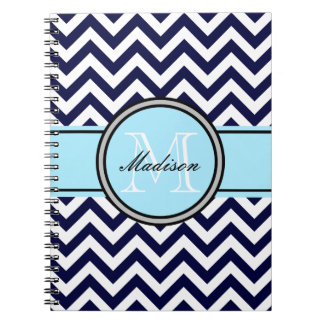Customizable Zigzag Monogram Notebook in Navy