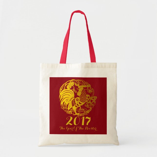 Customizable Zodiac 2017 Rooster Year Tote Bag (Front)