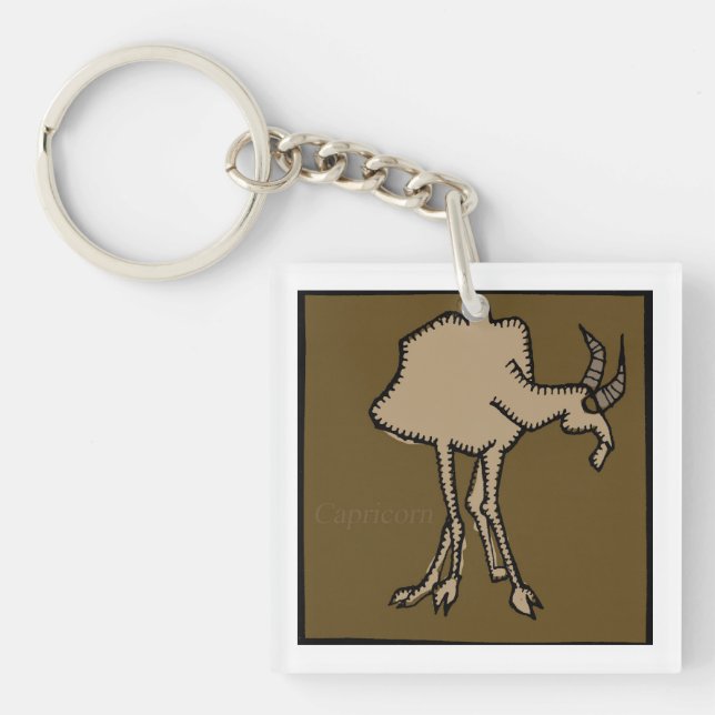 Customizable Zodiac Sign Capricorn 2sided Keychain (Front)