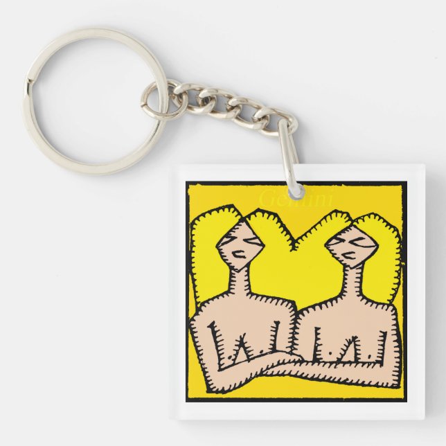 Customizable Zodiac Signs Gemini 2 sided Keychain (Front)