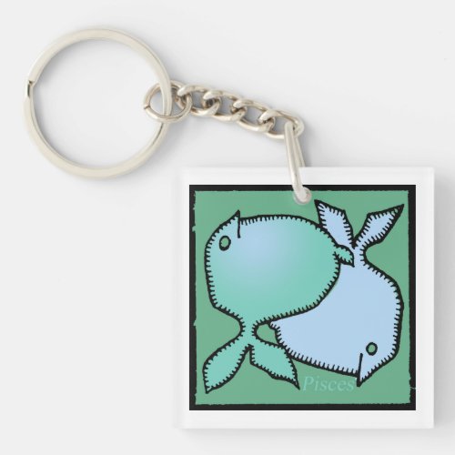 Customizable Zodiac Signs Pisces 2sided Keychain