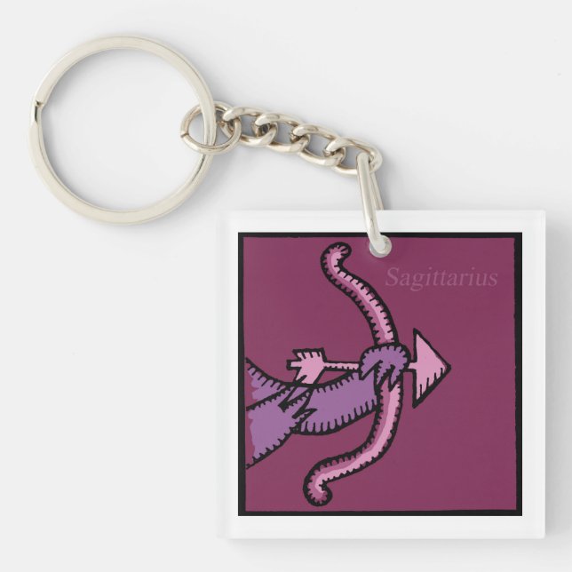 Customizable Zodiac Signs Sagittarius 2 sided K Keychain (Front)