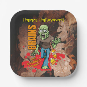 Customizable Zombie Halloween Paper Plates