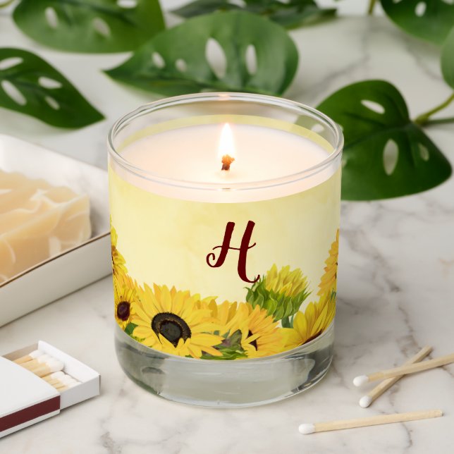 Customization Sunflower Wedding Candle (Lit)