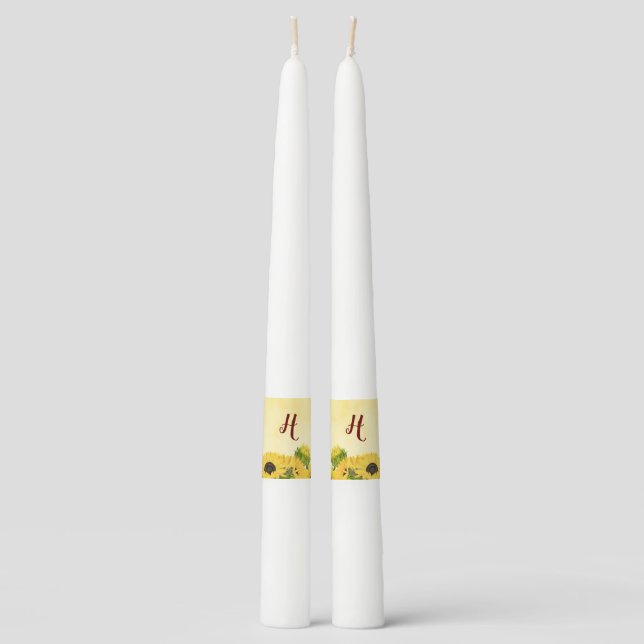 Customization Sunflower Wedding Taper Candle Set (Front)