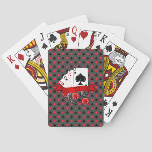 Customize 4 Aces Red Black Card Suits on Grey 