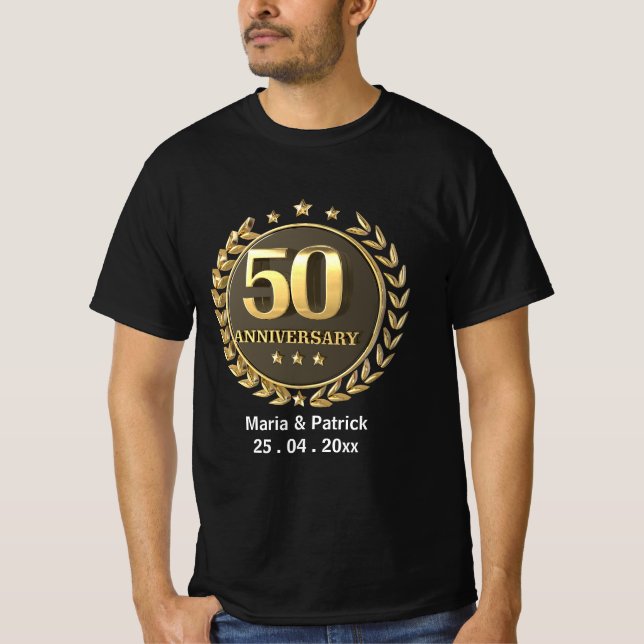 Customize 50th Golden Anniversary Gift Men Women   T-Shirt (Front)